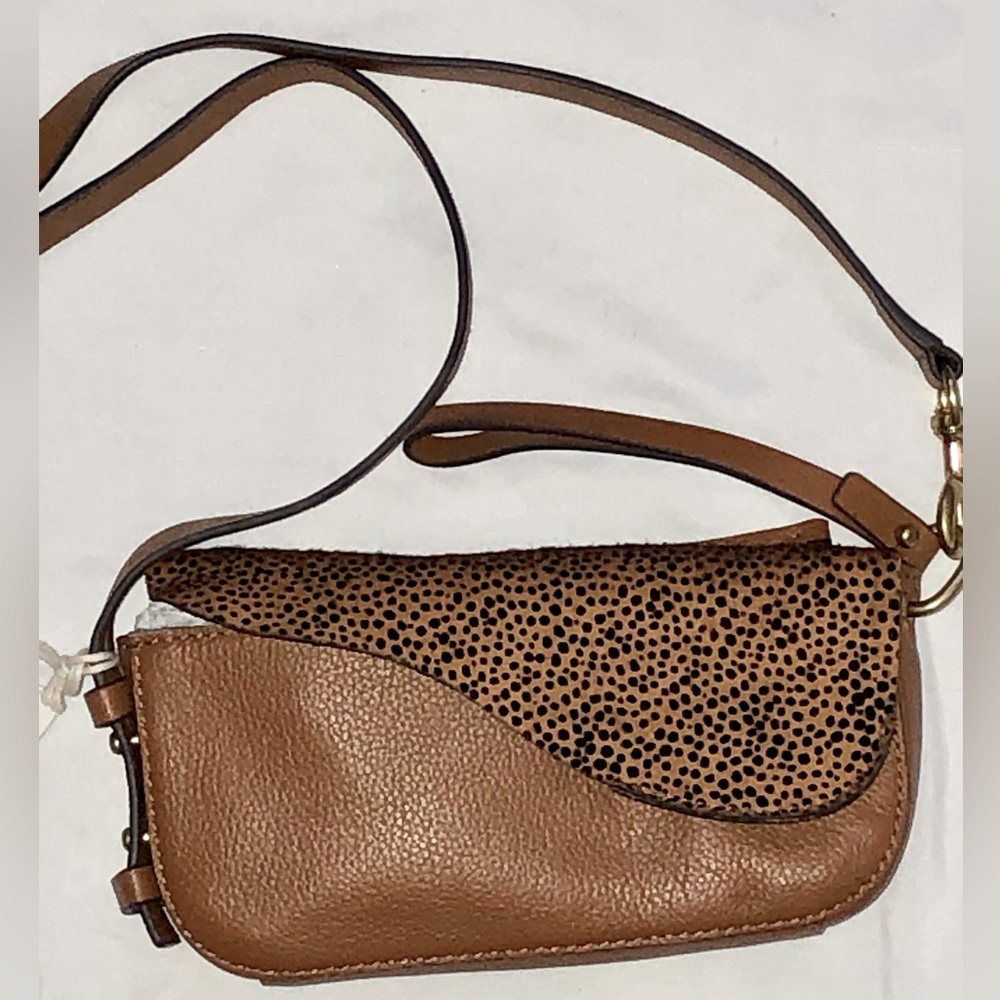 Lucky Brand Tan and Brown Crossbody Bag with Structured Design